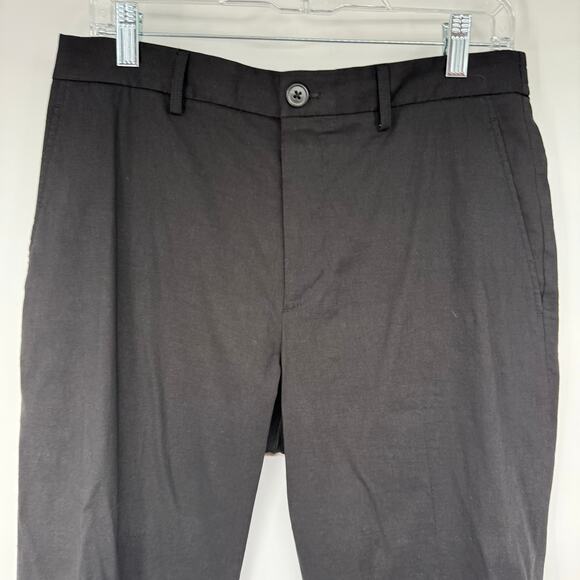 Theory Curtis Drawstring Pant Good Linen Men's Size 31 Black Woven Straight Leg - Picture 4 of 10